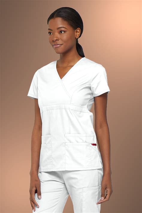 Dickies EDS Signature Women's Mock Wrap Scrub Top 85820, White | Simon ...