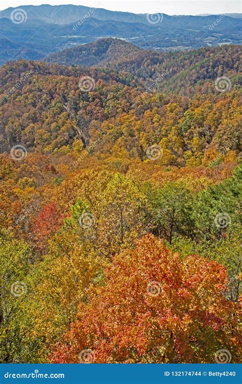 New Section of the Foothills Parkway in Fall Colors. Stock Photo ...