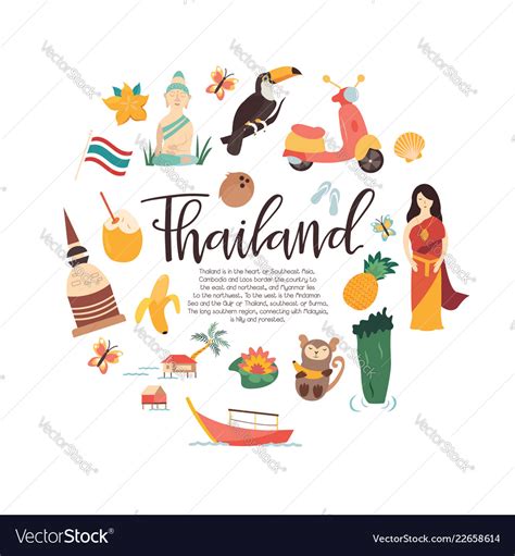 Thailand cartoon banner travel Royalty Free Vector Image