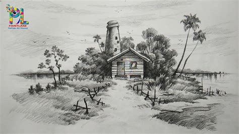 Scenery Easy Pencil Sketches For Beginners - Cartridge paper art line pencil 8b,10b, , staedtler ...