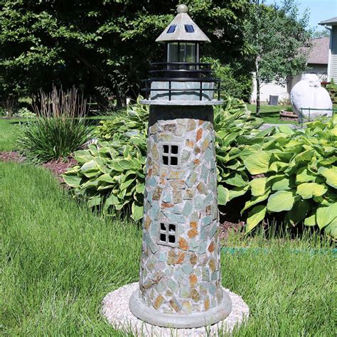 Sunnydaze Decor Cobblestone Solar LED Lighthouse - GSI-738 | Garden lighthouse, Solar lights ...