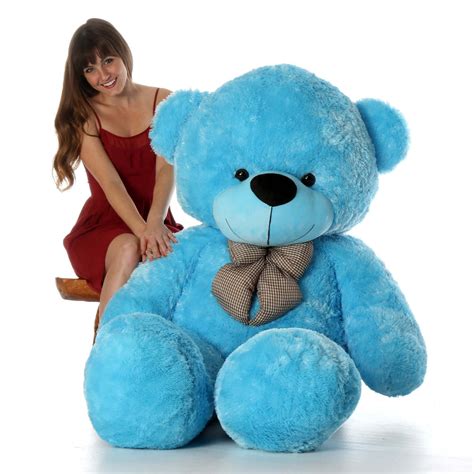 Happy Cuddles 72" Life Size Blue Plush Huge Teddy Bear - Giant Teddy Bear