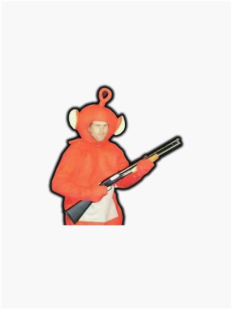 "Teletubbie With Gun" Sticker for Sale by n0clip | Redbubble