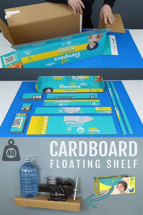 DIY Cardboard Floating Shelf from One Diapers Box in 2022 | Diaper box, Diy cardboard, Cardboard