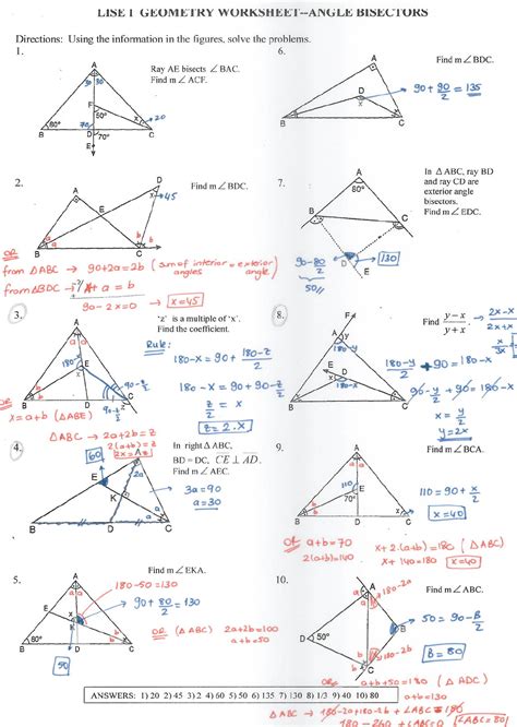 Bisecting Angles Worksheet