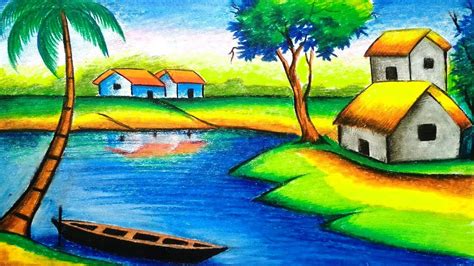 How To Draw A Village Landscape With Oil Pastel Oil Pastel Colours | Images and Photos finder