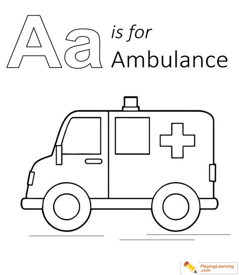 A Is For Ambulance Coloring Page 01 | Free A Is For Ambulance Coloring Page