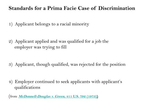 Summary of establishing a prima facie case of disparate treatment