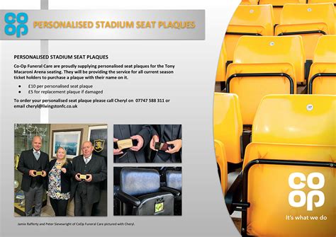 Stadium seat plaques - Livingston FC