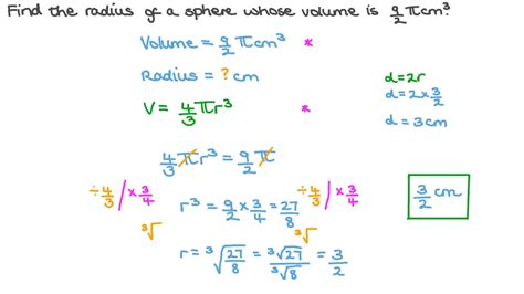 Question Video: Finding the Radius of a Sphere given Its Volume | Nagwa