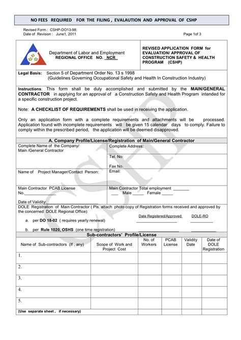 DOLE Clearance: Construction Safety and Health Program - Kaothu ...