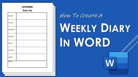 How to Create a Weekly Diary in Word | Diary Template Design - YouTube