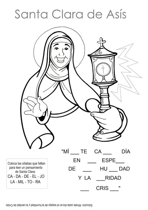 Santa Clara de Asís (pensamiento y juego) - Educacion Religiosa