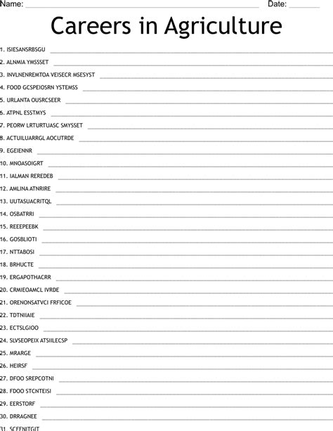 Agriculture Careers Word Search