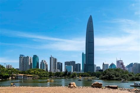 Premium Photo | Shenzhen skyline viewed from the park