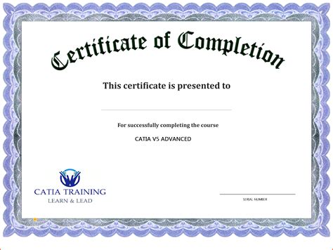 Certificate Of Completion Editable Template