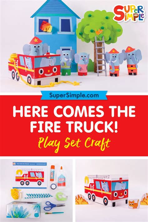 Here Comes The Firetruck Play Set Craft | Fire truck craft, Playset, Craft activities for kids