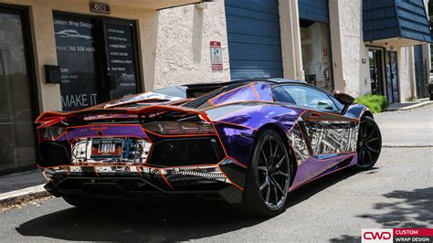 Purple Chrome Wrapped Lamborghini Aventador