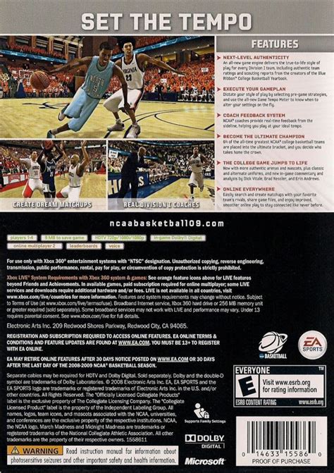 NCAA Basketball 09 (2008) Xbox 360 box cover art - MobyGames