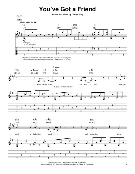 You've Got A Friend by James Taylor - Guitar Tab Play-Along - Guitar ...