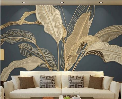 Luxury Gold Banana Leaf Wallpaper, 3D Big Banana Leaves Wall Murals Wall Decor - Etsy | Warna ...