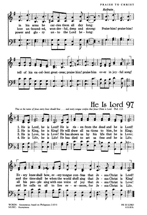 Hymn: He Is Lord | Christian song lyrics, Praise songs, Hymns lyrics