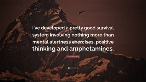 David Wong Quote: “I’ve developed a pretty good survival system involving nothing more than ...