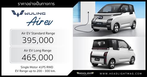 ราคาอย่างเป็นทางการ Wuling Air EV : 395,000 - 465,000 บาท | มอเตอร์ ...