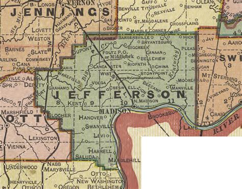 Jefferson County, Indiana, 1908 Map, Madison