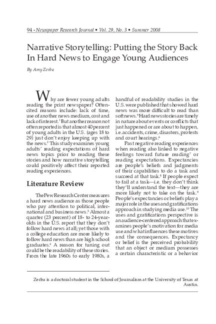 (PDF) Putting the Story Back in Hard News Stories to Engage Young Audiences | Amy Zerba ...