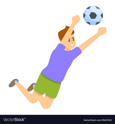 Kid catch soccer ball icon cartoon style Vector Image