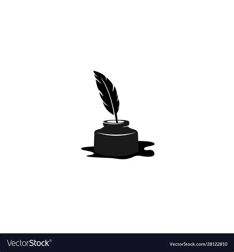 Quill icon ink bottle and pen design Royalty Free Vector