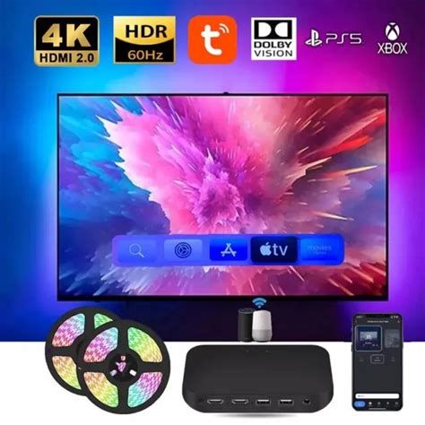 SMART AMBIENT TV Led Backlight For 4K HDMI 2.0 Device Sync Box Led Strip Lights $130.00 - PicClick