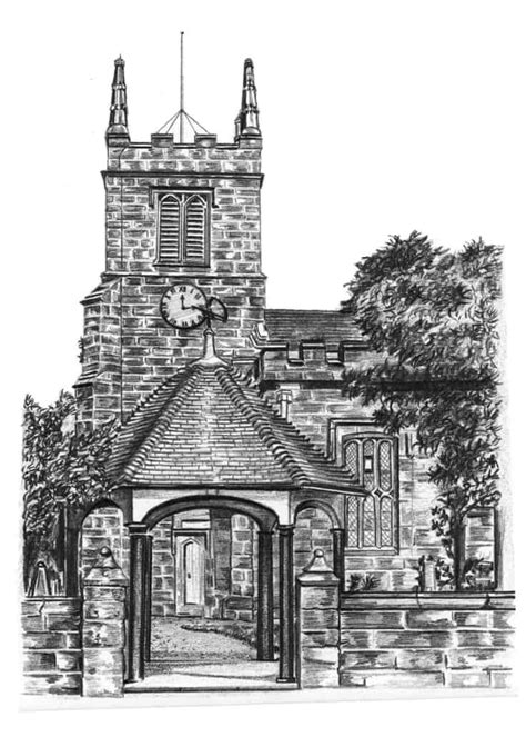 Pencil Drawing Of Church