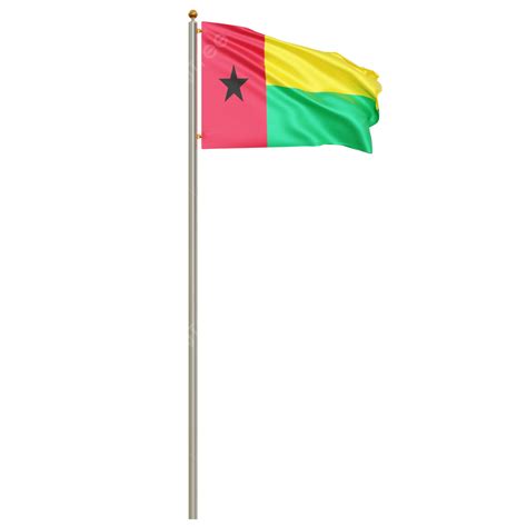 Guinea Bissau Flag With Pole, Guinea Bissau Flag Waving, Guinea Bissau ...