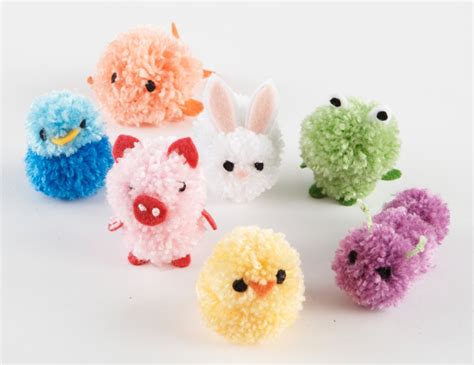 Pom Pom Animals Pattern (Crafts) | Lion Brand Yarn | Pom pom crafts, Pom pom animals, Yarn crafts