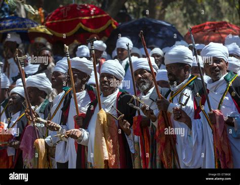 Ethiopian Orthodox Priests Celebrating The Colorful Timkat Epiphany ...