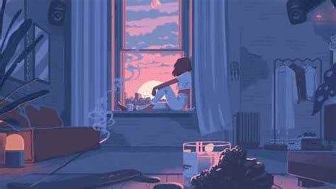 Cozy Room Sunset Girl On The Windowsill - Live Wallpaper - LiveWallpapers4Free.com