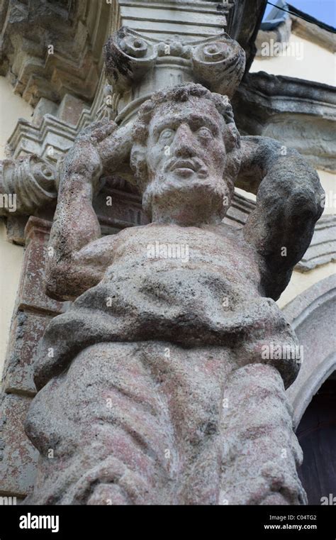 Statue on the exterior of the History Museum in Gherla, Transylvania, Romania Stock Photo - Alamy