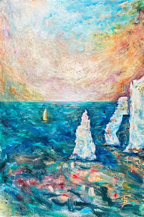 Étretat sunrise Oil painting by Elvira Sesenina | Artfinder