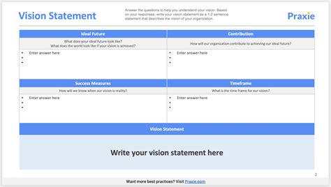 Vision Statement Template – Strategy Software Online Tools