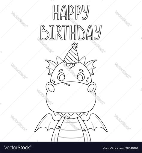 Happy birthday greeting card outline Royalty Free Vector