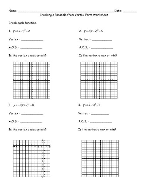 Graphing a Parabola From Vertex Form Worksheet - Fill Out, Sign Online ...