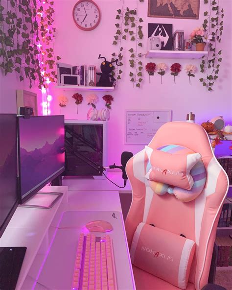 Aesthetic GamerGirl Streaming/Gaming PC Setup! | Video game room design ...