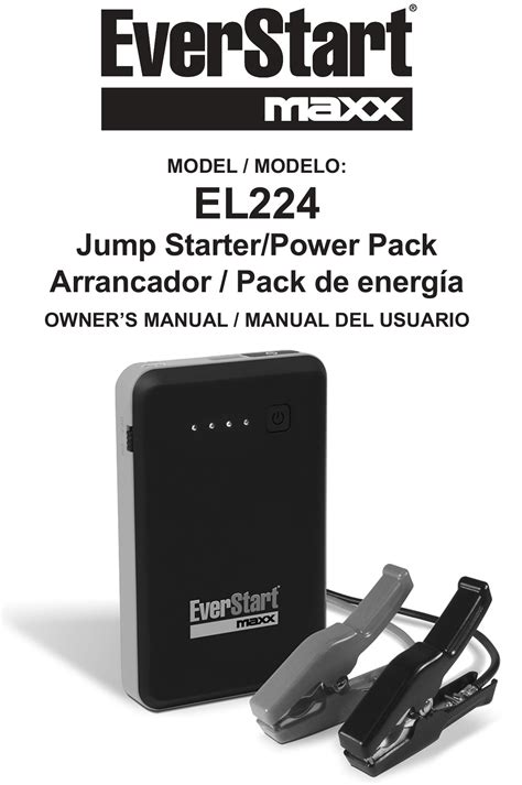 EverStart EL224 600 Peak AMP Lithium-Ion Jump Starter/Power Pack Owner's Manual