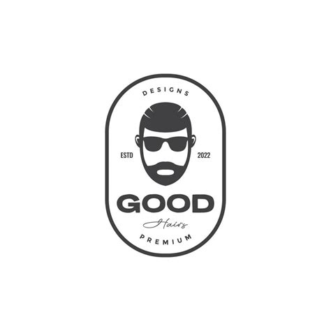 vintage head cool man hairstyle and sunglasses badge logo design vector graphic symbol icon ...