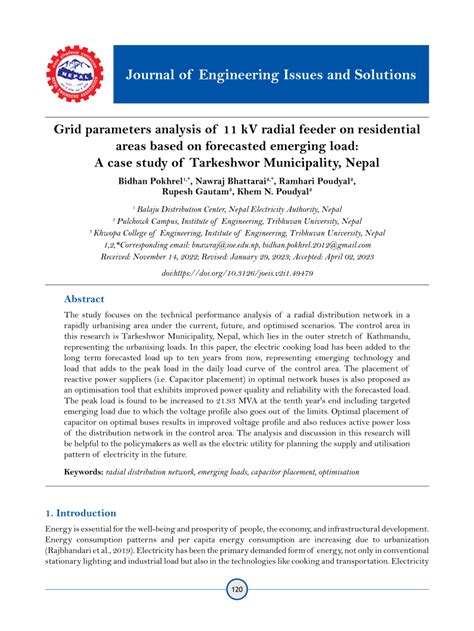 (PDF) Grid parameters analysis of 11 kV radial feeder on residential areas based on forecasted ...