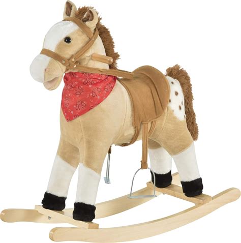 Amazon.com: Qaba Kids Plush Ride-On Rocking Horse Toy Cowboy Rocker ...