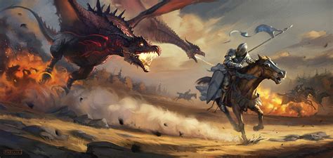 Knight Vs Dragon Painting at PaintingValley.com | Explore collection of ...