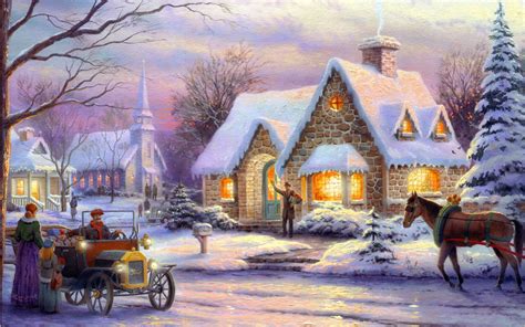 thomas kinkade christmas tree wallpaper - Myles Siggers